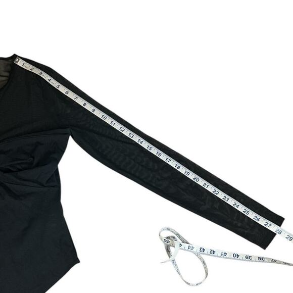 Abercrombie &Fitch Black Body Suit Mesh Long Sleeve High Neck Medium Night Out - Picture 9 of 11